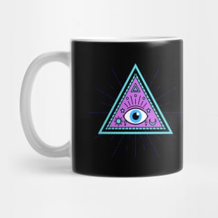 All Seeing eye - light blue and purp with blue eye Mug